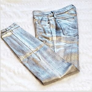Bebe metallic painted skinny jeans like new
